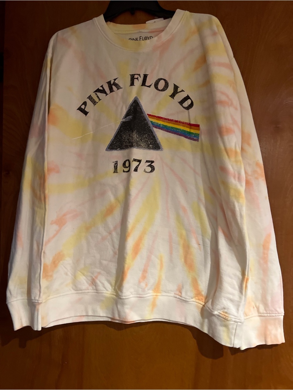 Pink Floyd White Tie-Dye Sweatshirt with Rainbow Prism
